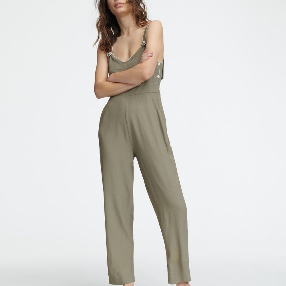 Rag & Bone Tia Olive Overall Jumpsuit Light Olive NWT 8